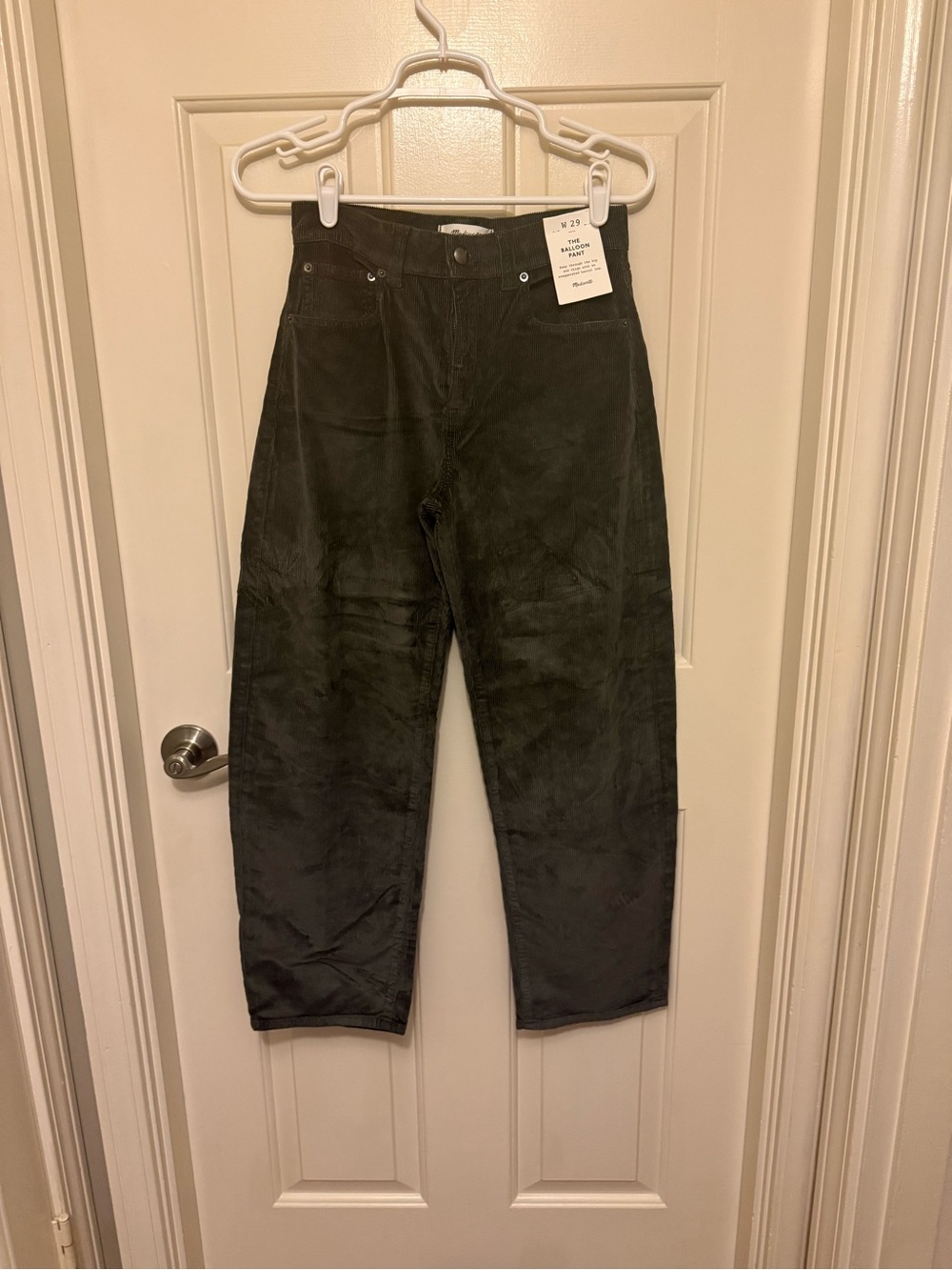 Madewell Dark Green Balloon Corduroy Pants